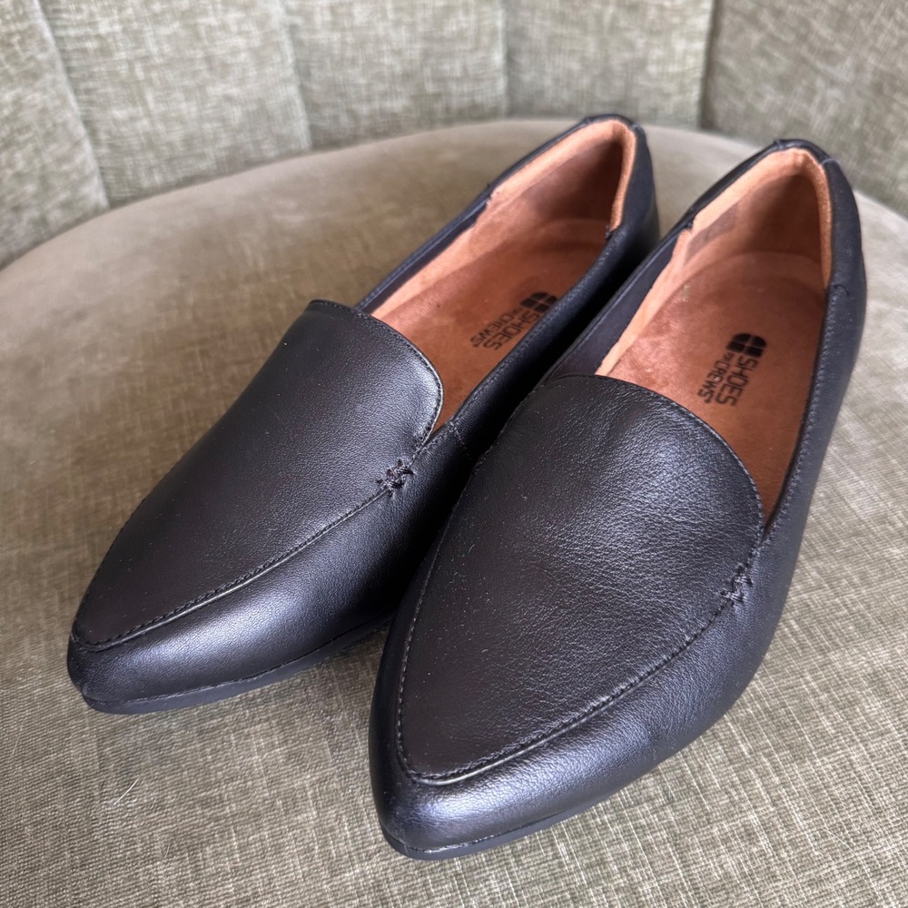 NEW Shoes For Crews Loren Women 8 Black Pointed Toe Slip Resistant Loafers Flats